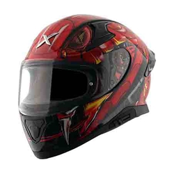 Axor Apex Venomous Black Full Face Helmet With Optically Correct Visor (Black Red, M)
